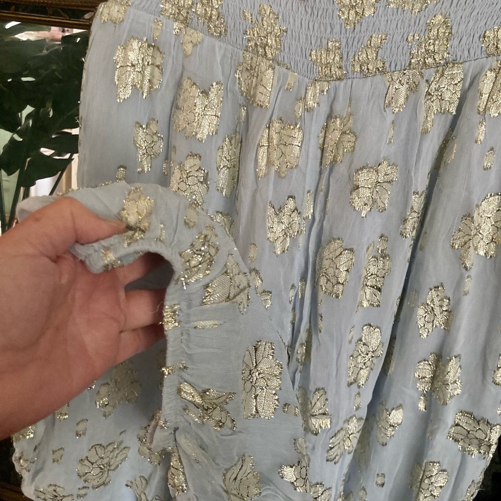 🆕 NWT by Anthropologie Deco Metallic Balloon  Pants with Gold Foil Detail - Picture 8 of 16
